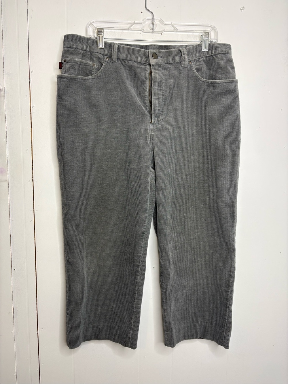 Lauren Ralph Lauren Pants Womens 16 Cordoruy Gray Cropped Denim Straight Leg